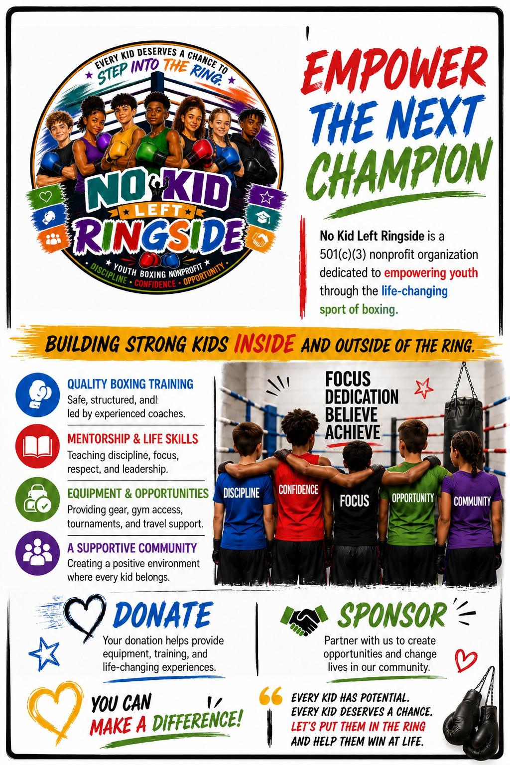 How No Kid Left Ringside empowers young athletes through training, mentorship, equipment, and community