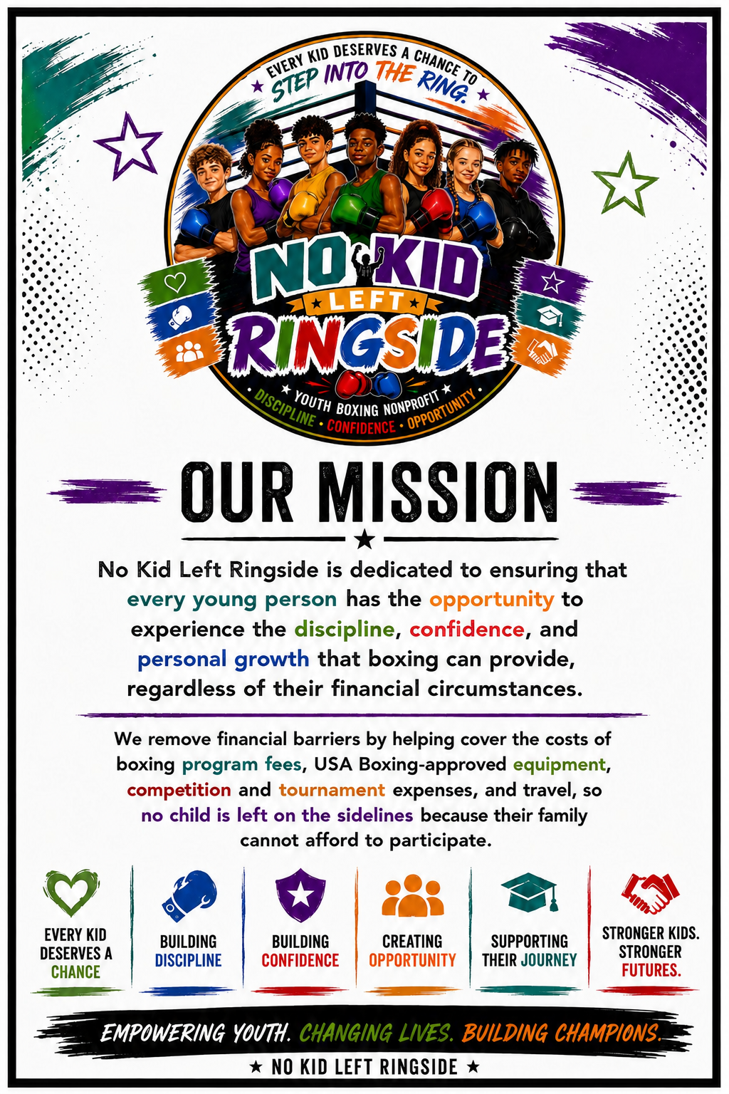 No Kid Left Ringside mission and the support provided to young athletes